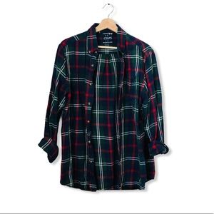 MENS plaid red green button down long sleeve shirt